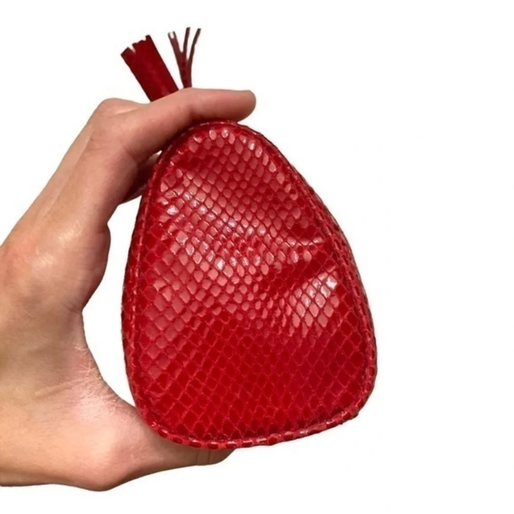 Michael kors red snake embossed cosmetic bag or clutch tassel